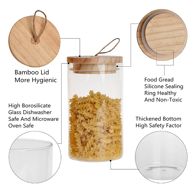 Heat Resistant Storage Square Glass Jar with Airtight Bamboo Lid