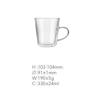 Hot Selling Double Wall Clear Drinking Glass Cups Tea Coffee Mug with Handle