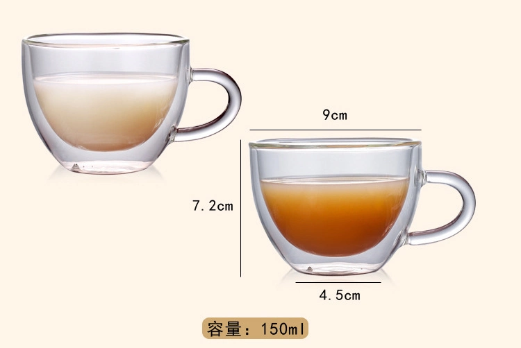 Handmade Elegant Colored Heat Resistant Coffee Cup Double Wall Glass Mug