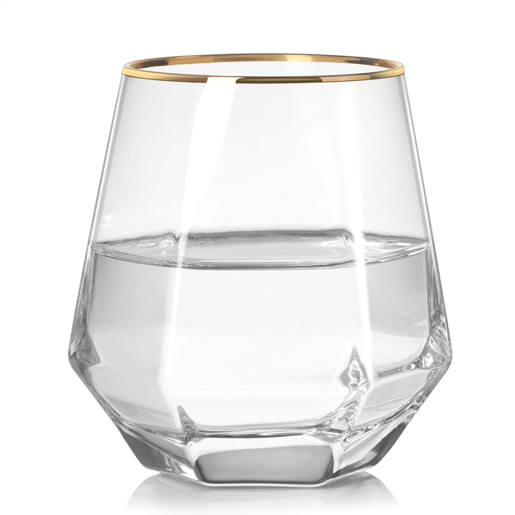 Diamond Whiskey Glass, Juice Glass, Tilted Scotch Whiskey Glass, Used for Whiskey, Rum, Tequila, Cocktails