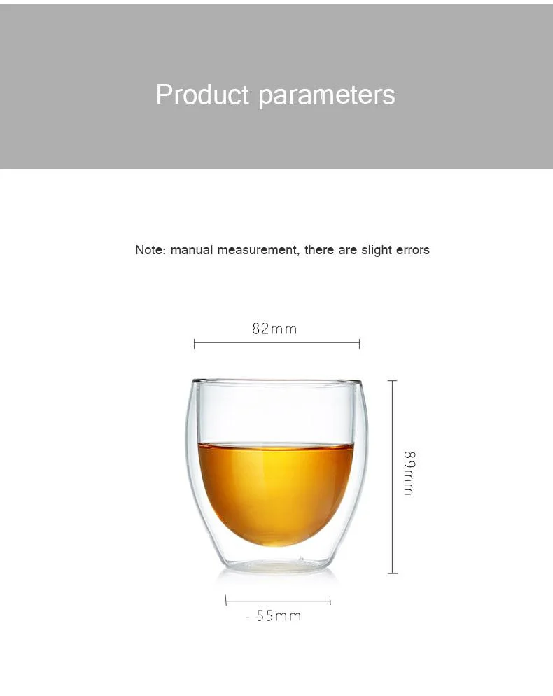 Wholesale 250ml Egg Shape Heat-Resistant High Borosilicate Double Wall Glass Cup